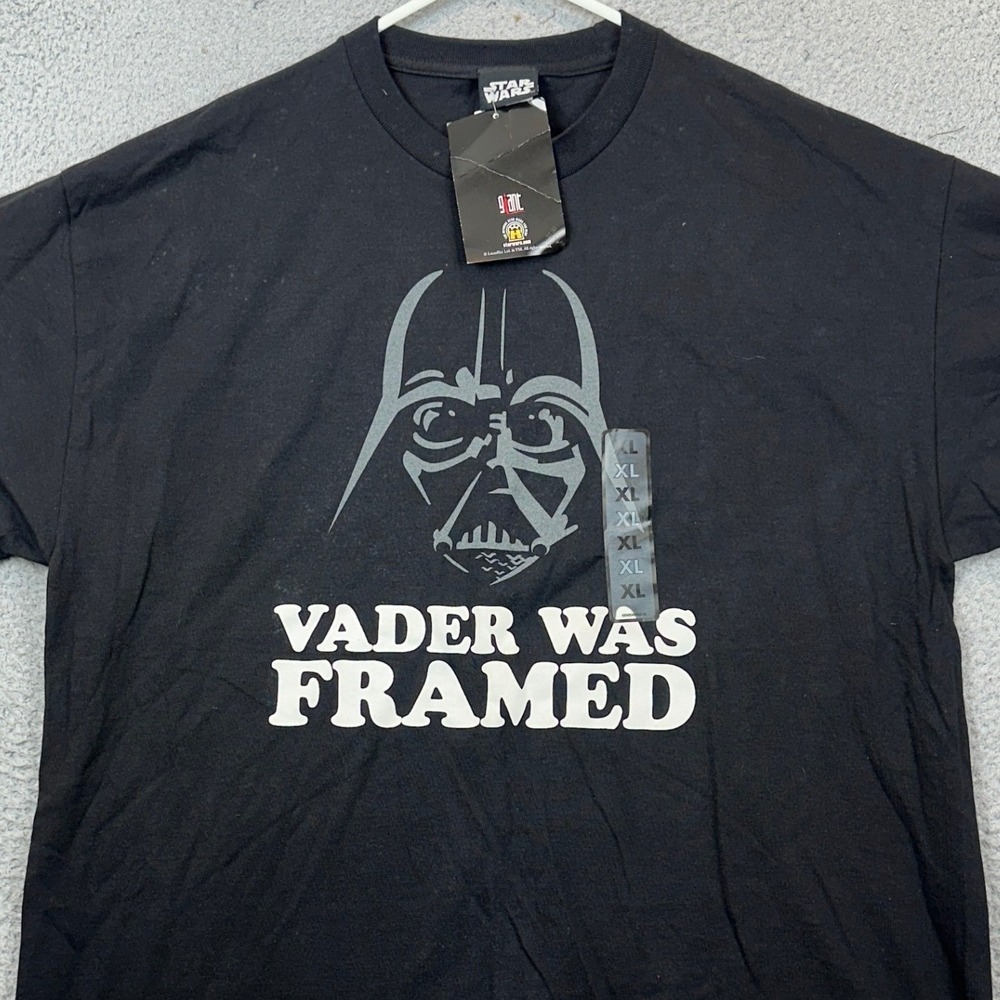 NEW Vintage Giants Star Wars T-Shirt Mens XL Black Vader Was Framed Graphic Tee